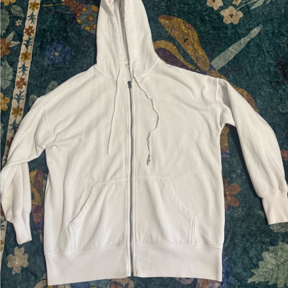 Oversized Aerie White Zip-Up Hoodie